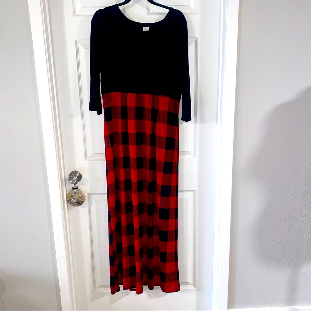 Hemish red plaid maxi dress